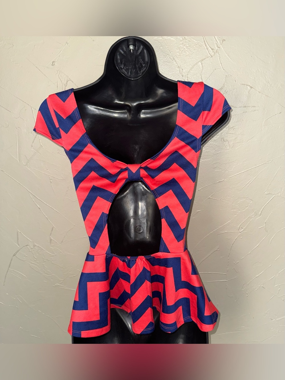 Pink & Blue Chevron Pattern Top - Picture 3 of 4